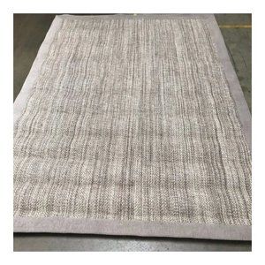 Solid woven border natural jute cotton carpet 5x7 feet